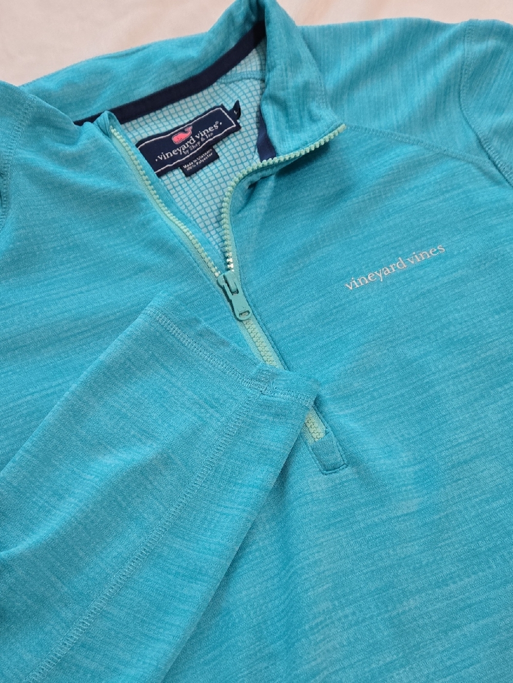 Vineyard‎ Vines Aqua Blue Quarter Zip Long Sleeve Pullover, Women's Size L